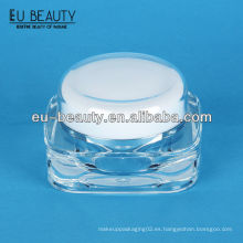 De gama alta de cristal transparente de doble pared de acrílico frasco de crema 15g